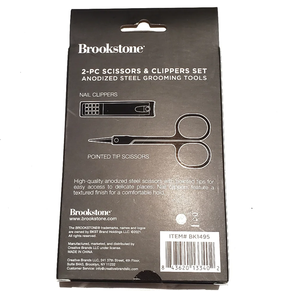 NIB Brookstone 2 Piece Scissor & Nail Clippers Set Anodized Steel Grooming Tools - Picture 3 of 3